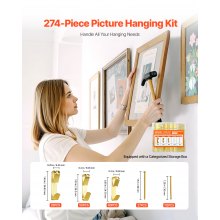 274 Pcs Picture Frame Hangers with Nails 20/30/50 lbs Metal Photo Hanging Kit
