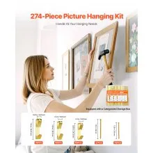 274 Pcs Picture Frame Hangers with Nails 20/30/50 lbs Metal Photo Hanging Kit