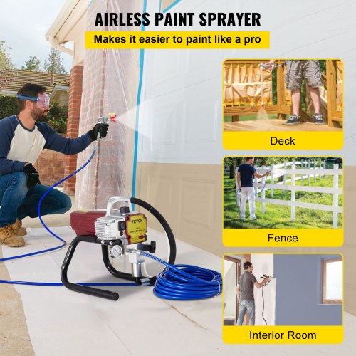 VEVOR Pro Airless Wall Paint Sprayer 1500W Electric Sprayer Gun Kit, 22Mpa Adjustable Spray Pressure with 15M Pipe for Wall & Ceiling/Wood & Metal Paint