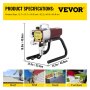 VEVOR Pro bezvzduchový striekací stroj na stenu 1500W, elektrická striekacia pištoľ, nastaviteľný tlak striekania 22 MPa s 15 m potrubím na steny a stropy/drevo a kovové farby