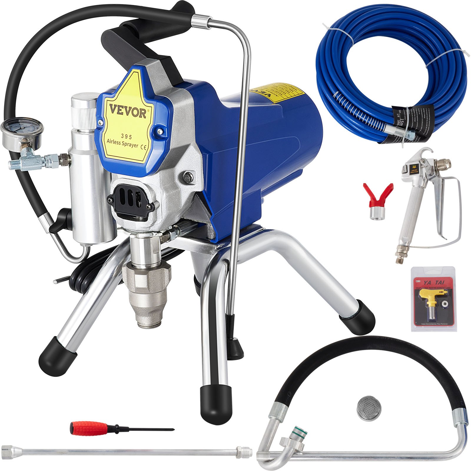 VEVOR 2200w Airless Wall Paint Spray Gun,220v airless sprayer with 5m high pressure pipe,High pressure 3000psi wall paint spray gun,airless paint sprayer Brushless Motor included
