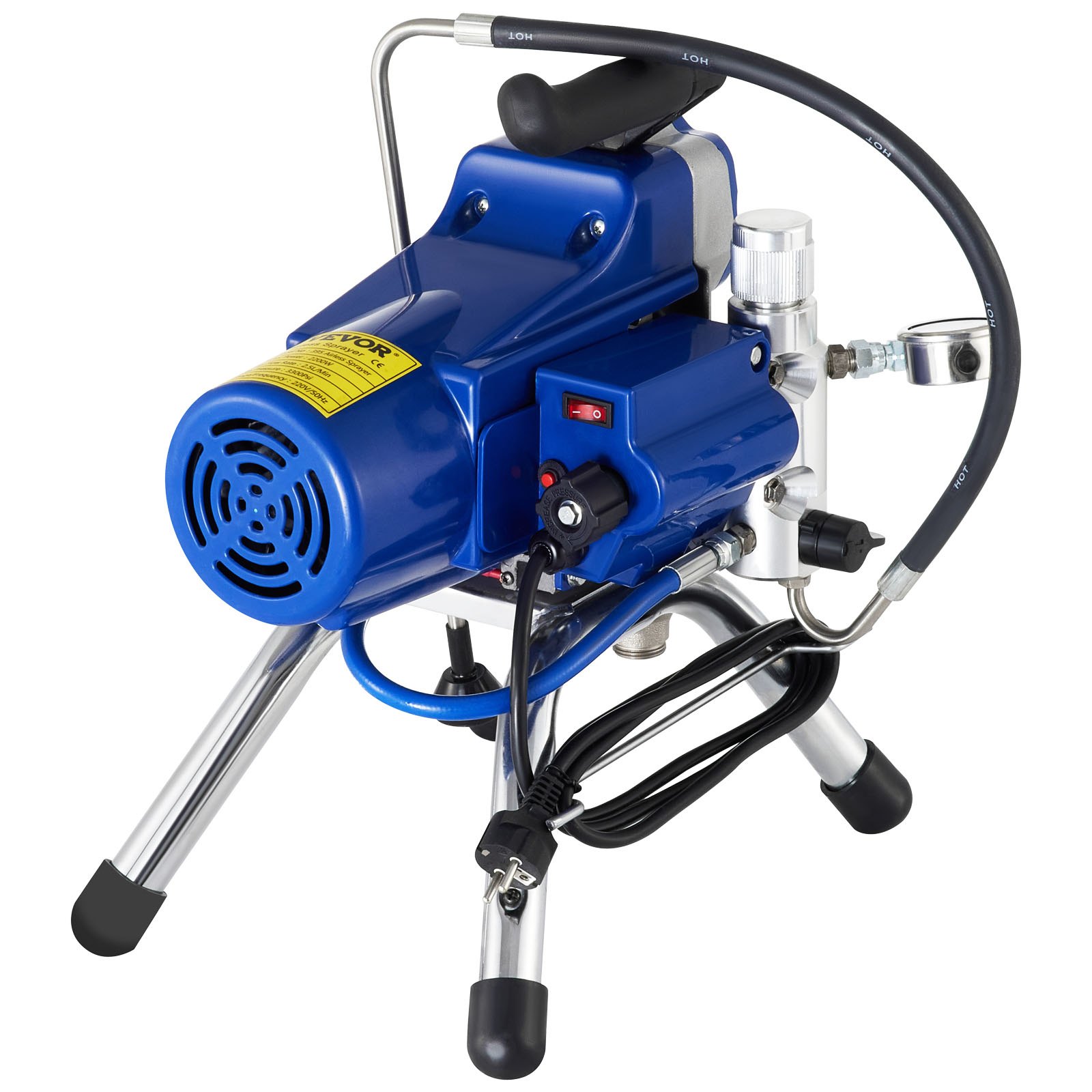 VEVOR 2200w Airless Wall Paint Spray Gun,220v airless sprayer with 5m high pressure pipe,High pressure 3000psi wall paint spray gun,airless paint sprayer Brushless Motor included