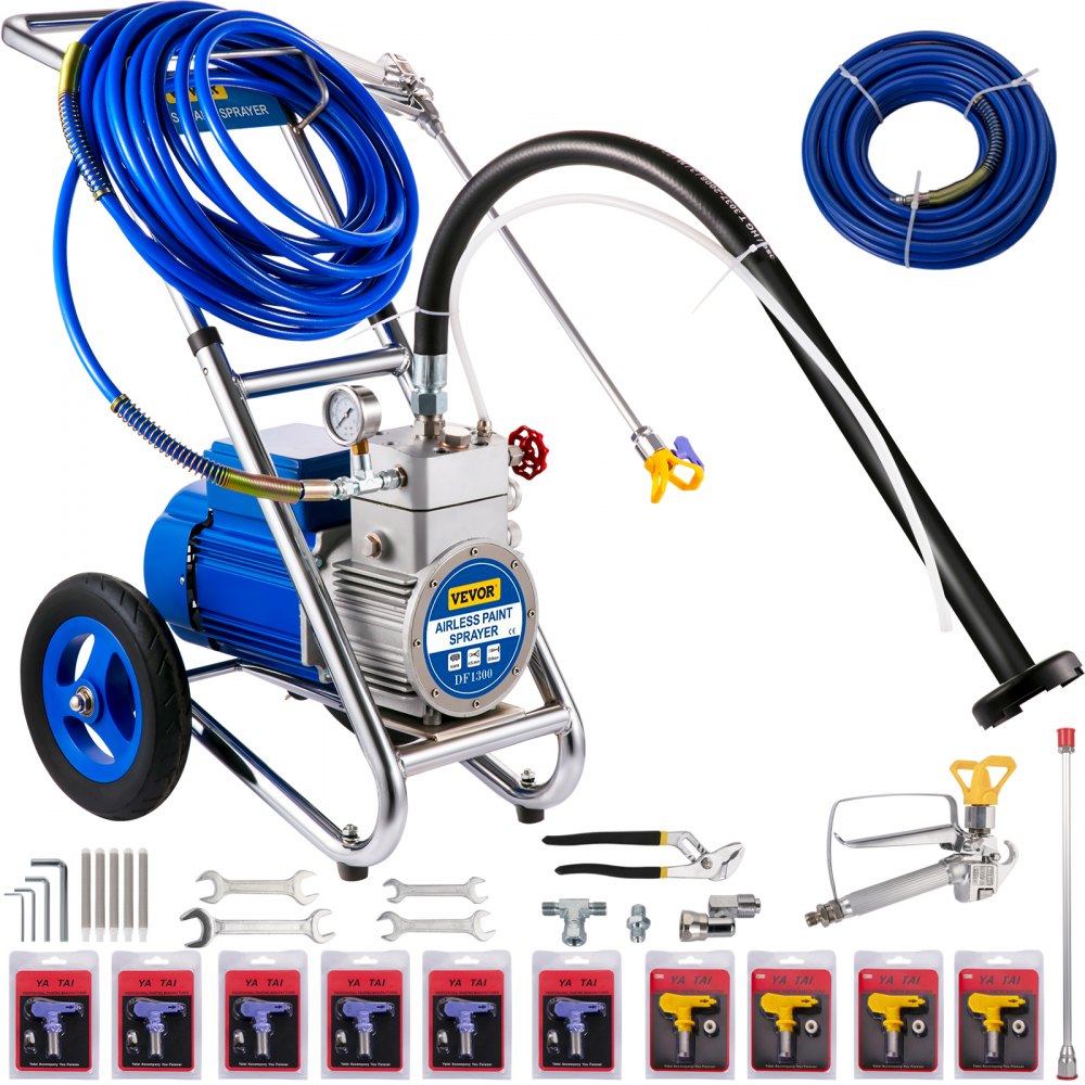 VEVOR Cart Airless Paint Sprayer, 1500W Commercial Paint Sprayer, 1GPM Airless Paint Sprayer, Paint Sprayers for Home and Exterior ενώ παρέχει πιο μαλακό και καλά κατανεμημένο σπρέι
