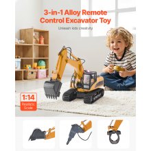 Remote Control Excavator Toy 15 Channel 1:14 Scale RC Excavator Digger for Kids