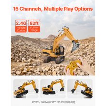 Remote Control Excavator Toy 15 Channel 1:14 Scale RC Excavator Digger for Kids