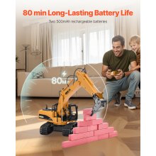 Remote Control Excavator Toy 15 Channel 1:14 Scale RC Excavator Digger for Kids