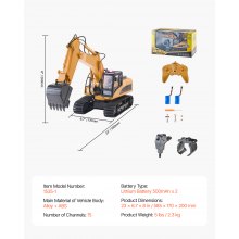 Remote Control Excavator Toy 15 Channel 1:14 Scale RC Excavator Digger for Kids