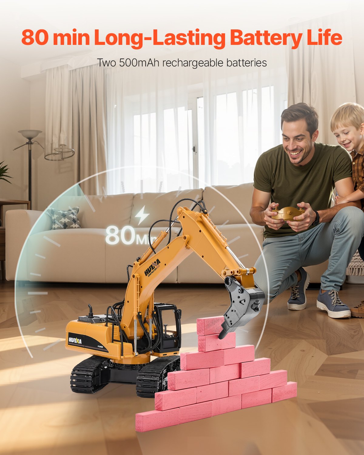 Remote Control Excavator Toy 15 Channel 1:14 Scale RC Excavator Digger for Kids