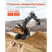 Remote Control Excavator Toy 11 Channel 1:20 Scale RC Excavator Digger for Kids