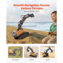 Excavator cu telecomandă VEVOR Jucărie cu 11 canale, la scară 1:20, excavator RC