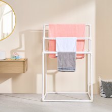 8 Bar Pyramid Towel Rack - Dry Wet Towels, Organize Fresh Towels, Poolside Towel Storage Organizer, (35.43" L x 35.43" W x 54.72" H), White