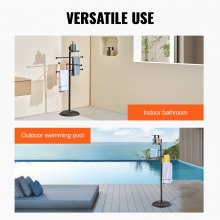 VEVOR Towel Rack 3-Bar Outdoor Towel Holder with Metal Base Pool Bath Spa Black