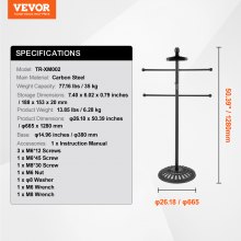 VEVOR Towel Rack 3-Bar Outdoor Towel Holder with Metal Base Pool Bath Spa Black