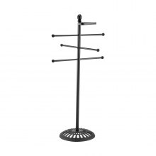 VEVOR Towel Rack 3-Bar Outdoor Towel Holder with Metal Base Pool Bath Spa Black