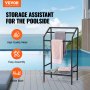 Towel Rack 3 Bars Outdoor Towel Holder with Bottom Storage for Pool Spa