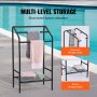 Towel Rack 3 Bars Outdoor Towel Holder with Bottom Storage for Pool Spa