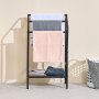 VEVOR Towel Rack, 3 Bars Outdoor Towel Holder with Metal Base, Freestanding Pool Towel Hanger Stand Next to Hot Tub, Outdoor Indoor Quilt Drying Rack Organizer, Ideal for Pool, Bathroom, Spa, Black