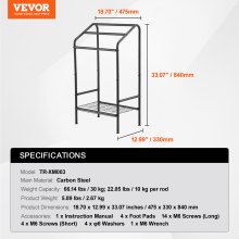 VEVOR Towel Rack 3 Bars Outdoor Towel Holder with Bottom Storage for Pool Spa