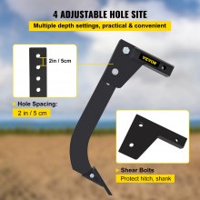 VEVOR Hitch Mounted Ripper, 16\" Shank Length Box Scraper Shank, 4 Hole Site Box Blade for Tractor, 2 Locating Pins Ripper Shank, 2 Plough Tips Box Blade Shank Teeth