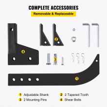 VEVOR Hitch Mounted Ripper, 16\" Shank Length Box Scraper Shank, 4 Hole Site Box Blade for Tractor, 2 Locating Pins Ripper Shank, 2 Plough Tips Box Blade Shank Teeth