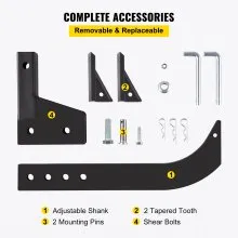 VEVOR Hitch Mounted Ripper, 16" Shank Length Box Scraper Shank, 4 Hole Site Box Blade for Tractor, 2 Locating Pins Ripper Shank, 2 Plough Tips Box Blade Shank Teeth