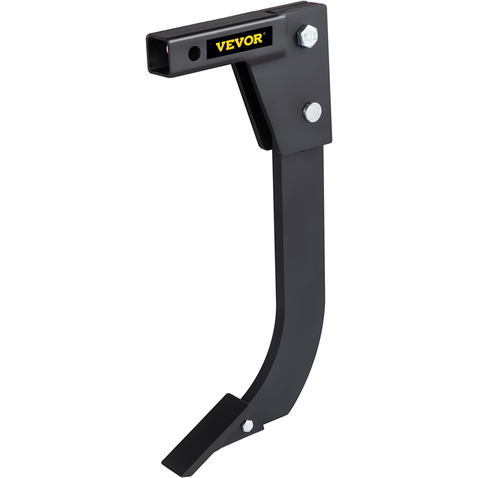 black VEVOR hitch mounted ripper with bolts and sharp edge.