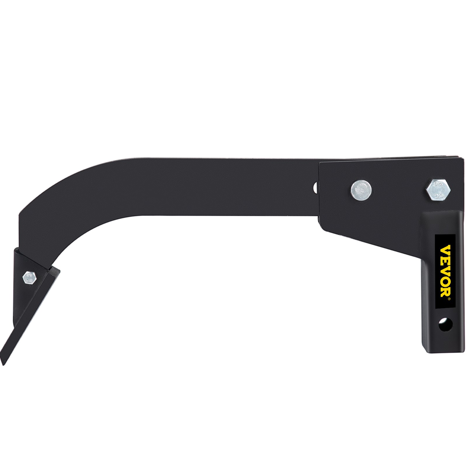 black VEVOR hitch mounted ripper with bolts and sleek design.