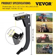 VEVOR Hitch Mounted Ripper, 18" Shank Length Box Scraper Shank, 4 Hole Site Box Blade for Tractor, 2 Locating Pins Ripper Shank, 2 Plough Tips Box Blade Shank Teeth