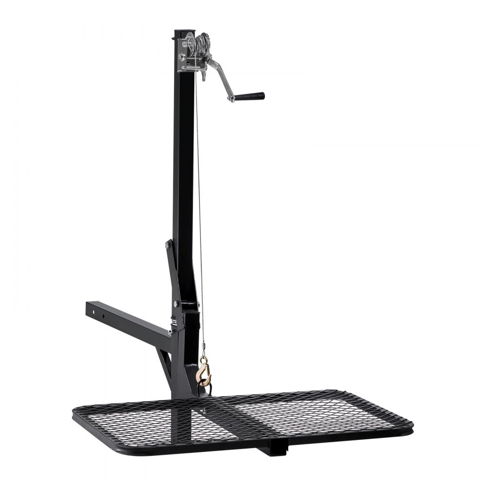 VEVOR Hitch Deer Hoist with Lifting System Platform, 300 lbs Load Capacity, Game Hoist Winch Lift with 2-inch Receiver, 360-Degree Swivel Shaft & Foldable, Hitch-Mounted Deer Hanger for Moving Game