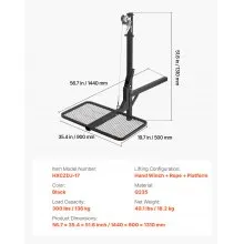 VEVOR Hitch Deer Hoist with Lifting System Platform 300 lb Game Hoist Winch Lift