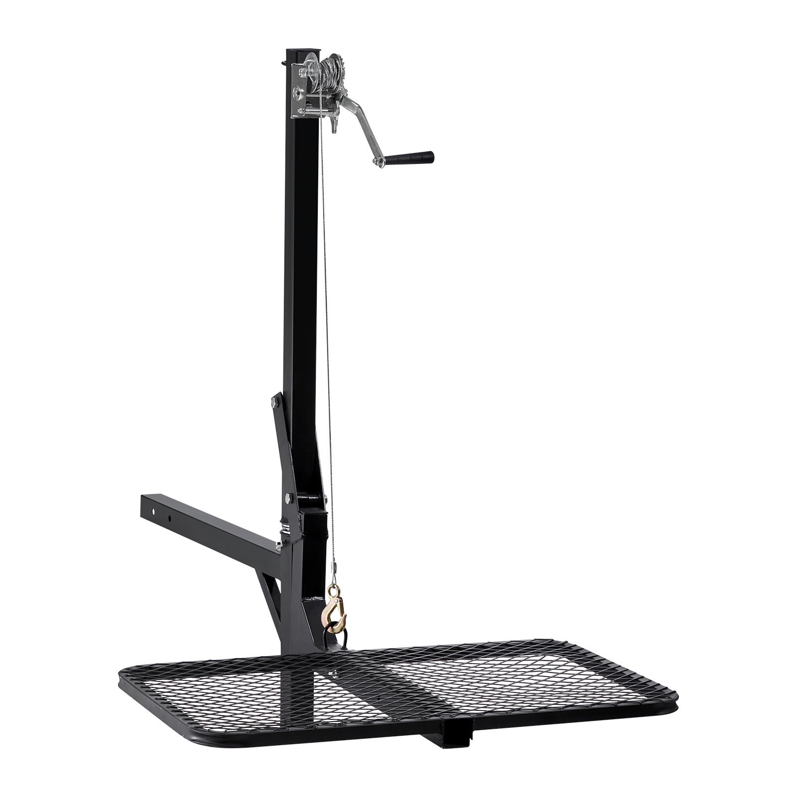 VEVOR Hitch Deer Hoist with Lifting System Platform, 300 lbs Load Capacity, Game Hoist Winch Lift with 2-inch Receiver, 360-Degree Swivel Shaft & Foldable, Hitch-Mounted Deer Hanger for Moving Game