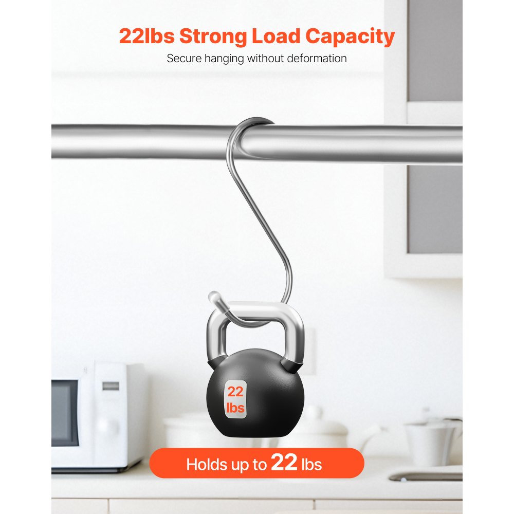 VEVOR S Hooks 40 Pack, 3.4 Inch Metal S Shaped Hangers of 22.05 LBS Load Capacity, Heavy Duty Stainless Steel Hanging Hooks for Hanging Plants, Jeans, Clothes in Garden, Closet, Kitchen, Bathroom