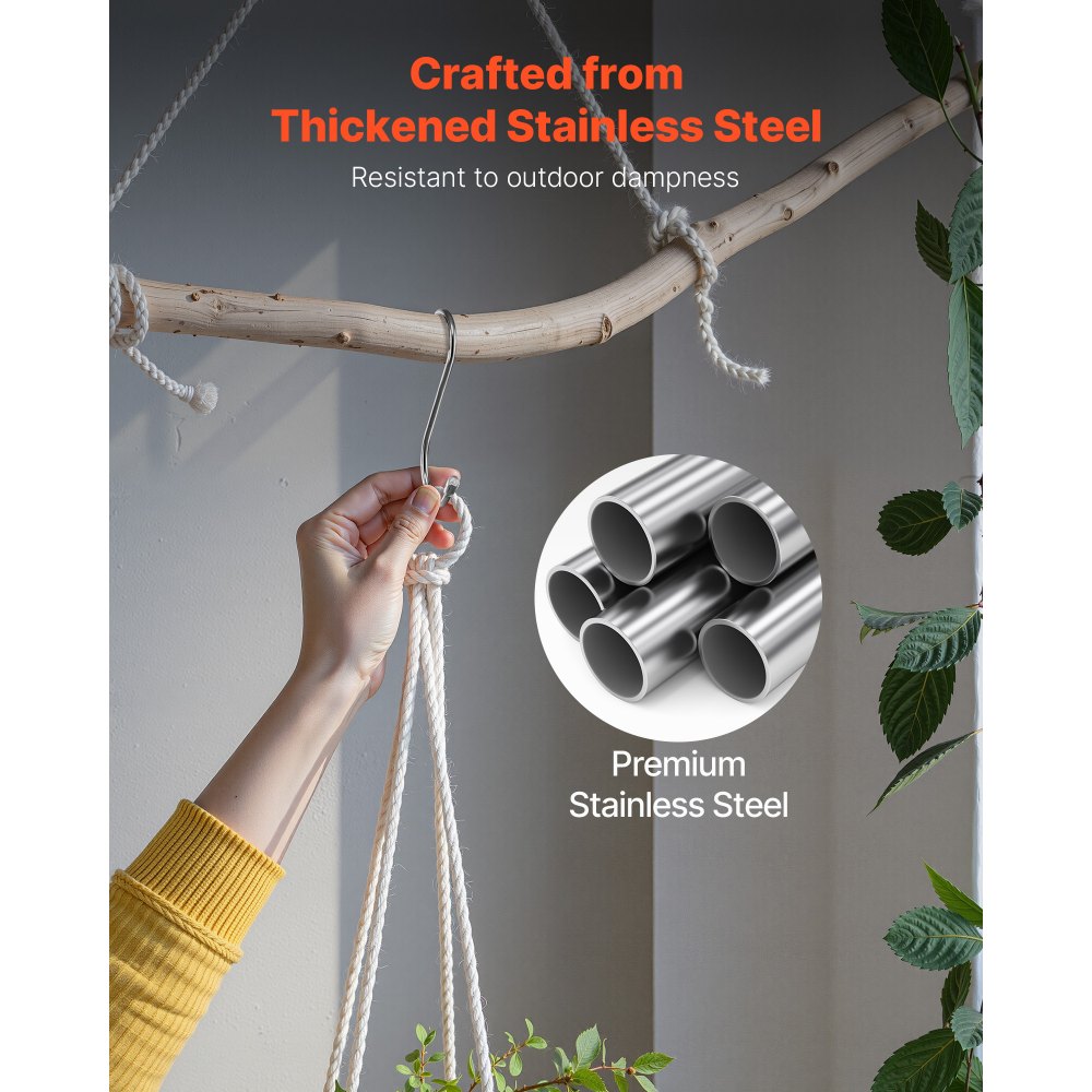 VEVOR S Hooks 40 Pack, 3.4 Inch Metal S Shaped Hangers of 22.05 LBS Load Capacity, Heavy Duty Stainless Steel Hanging Hooks for Hanging Plants, Jeans, Clothes in Garden, Closet, Kitchen, Bathroom