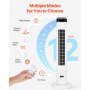 40" Oscillating Tower Fan 9H Timer 22 ft/s High Velocity with Remote Control