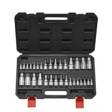 Hex Bit Socket Set 32-Piece S2 Alloy Steel Cr-V Steel Standard SAE and Metric