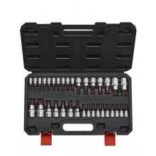 Torx Bit Socket Set 34-Piece Solid Star and Tamper Proof T6-T70 S2 Alloy Steel