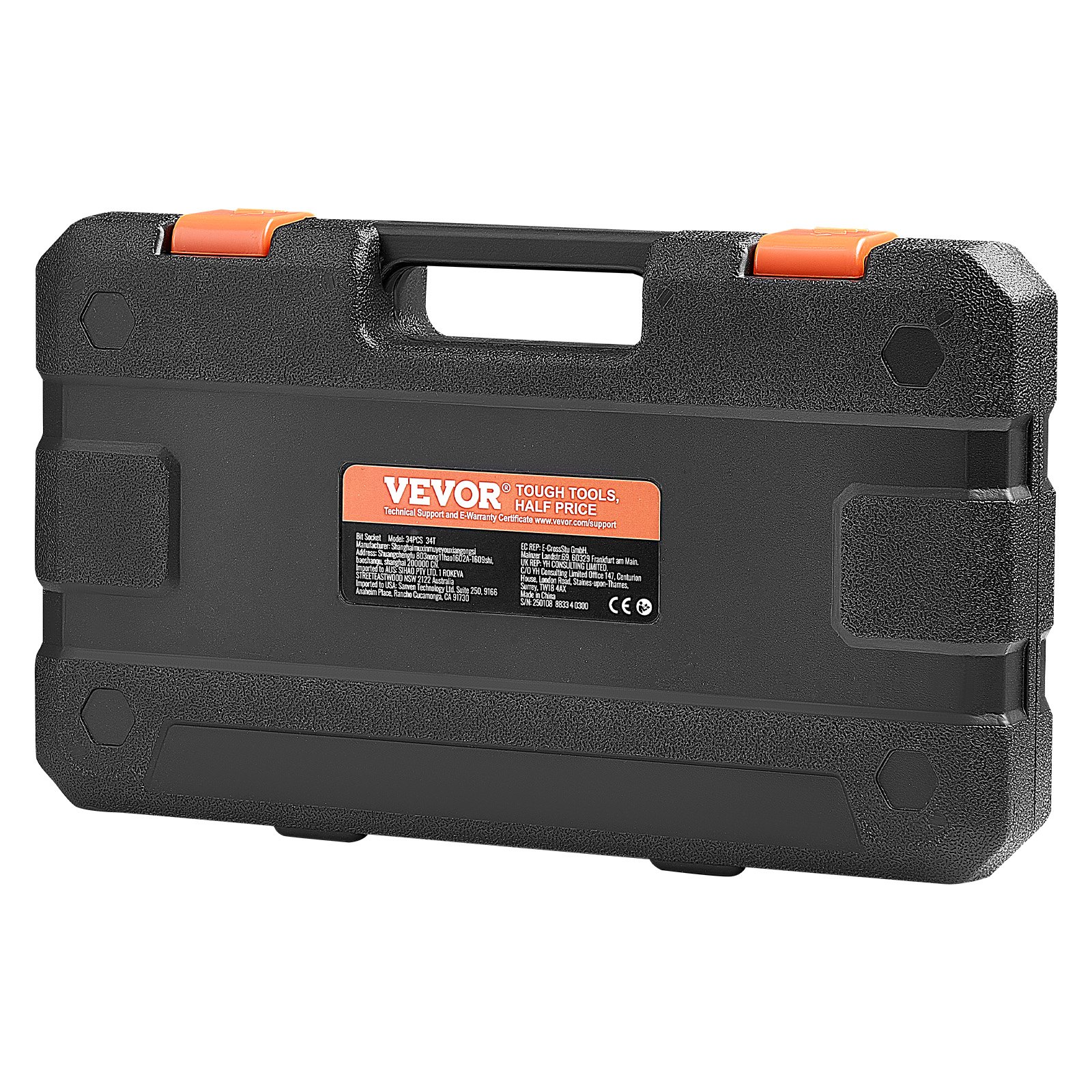VEVOR Torx Bit Socket Set, 34-Piece Solid Star and Tamper Proof T6-T70, S2 Alloy Steel and Cr-V Steel, 1/4 in, 3/8 in, and 1/2 in Drives, with Enhanced Storage Case, Torx Sockets for Hand Use