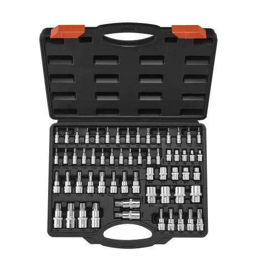 Torx ja E-Torx padrunotsikute komplekt, 60-osaline, 1/4", 3/8", 1/2"