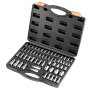 VEVOR Torx bitfej és külső Torx dugókulcs készlet, 60 darabos T6-T70, TT6-TT70, TP8-TP60, E4-E24, S2 ötvözött acél és Cr-V acél, 1/4 hüvelykes, 3/8 hüvelykes és 1/2 hüvelykes behajtással, továbbfejlesztett tárolótokkal, kézi használatra