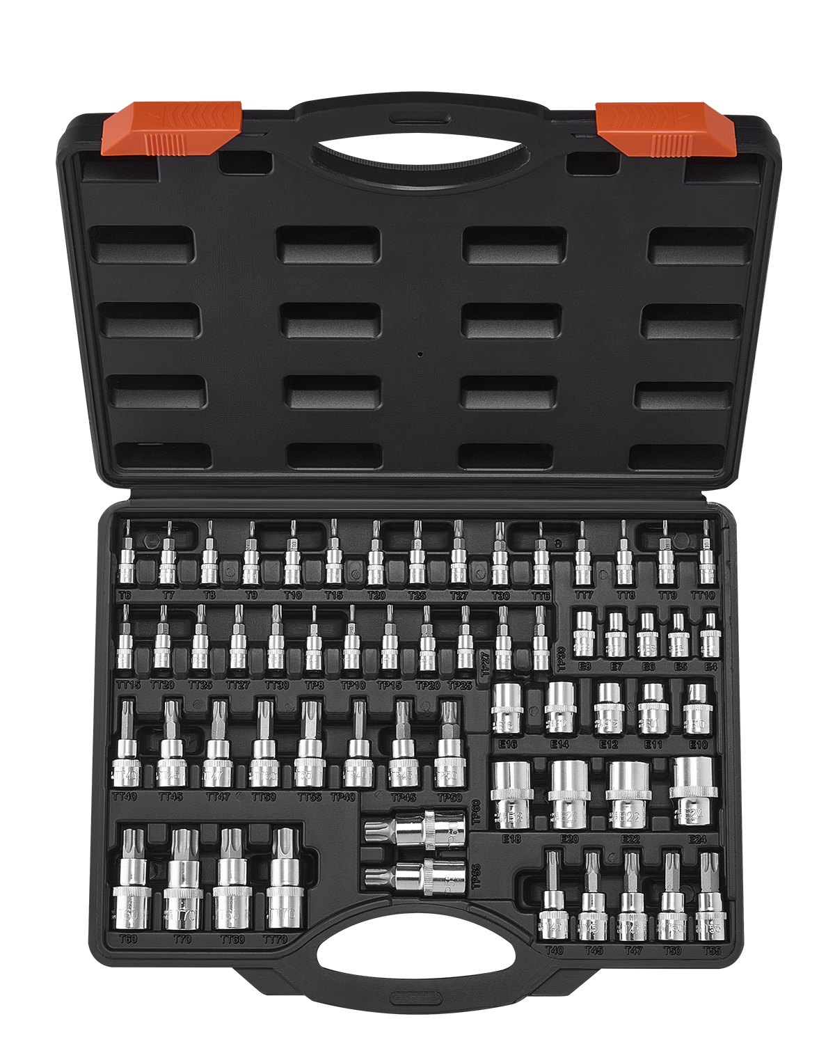 Torx Bit Socket and External Torx Socket Set 60-Piece S2 Alloy Steel Cr-V Steel