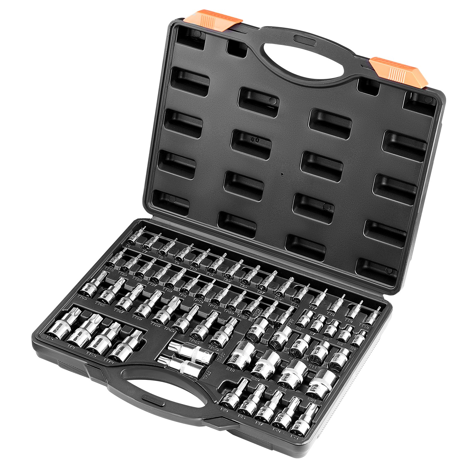 Torx Bit Socket and External Torx Socket Set 60-Piece S2 Alloy Steel Cr-V Steel