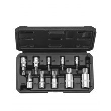 XZN Triple Square Spline Bit Socket Set 10-Piece M4-M18 Cr-V Steel Storage Case