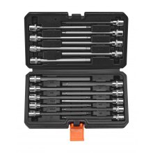 Extra Long Allen Hex Bit Socket Set 18-Piece 3/8 inch Drive S2 Alloy Steel Cr-V