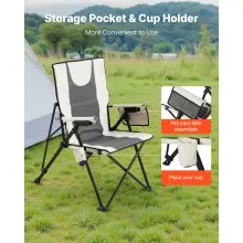 VEVOR Folding Camping Chair Portable High Back Chair Heavy Duty with Cupholder