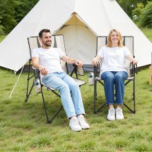 VEVOR Folding Camping Chair Portable High Back Chair Heavy Duty with Cupholder