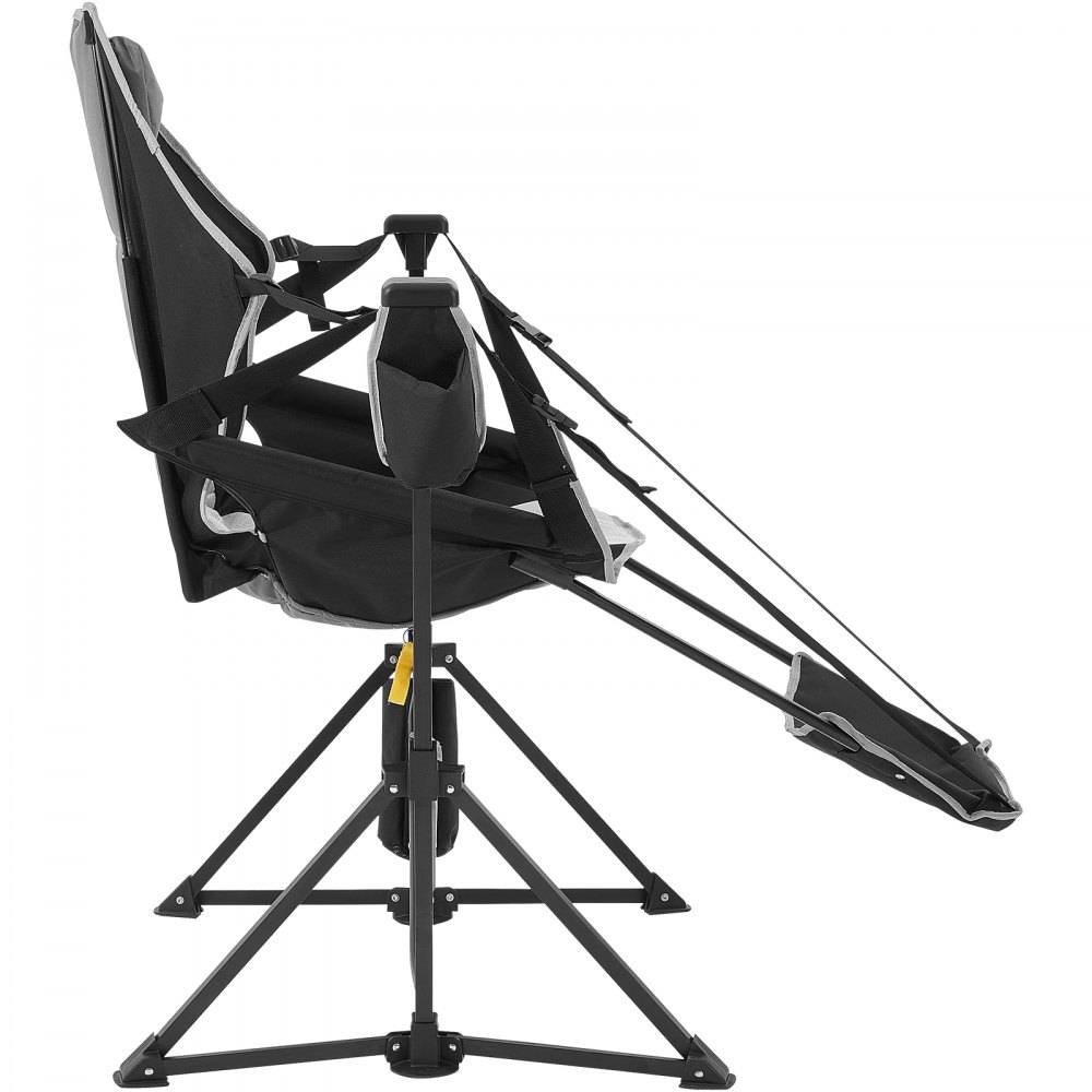 Silla de camping reclinable VEVOR, hamaca de camping con capacidad de 136 kg, mecedora plegable con reposapiés, bolsa de almacenamiento, reposacabezas y respaldo ajustable, para camping y otras actividades al aire libre.