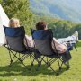 VEVOR Reclining Camping Chair, 4 Adjustable Positions, Portable Folding Lounger for Adults, Mesh Beach Chair with Footrest & Plush Cushion, Supports 220 lbs, Heavy Duty Camp Chairs for Patio, Blue