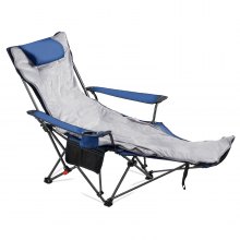 VEVOR Reclining Camping Chair Portable Folding Lounger Footrest & Cushion Blue