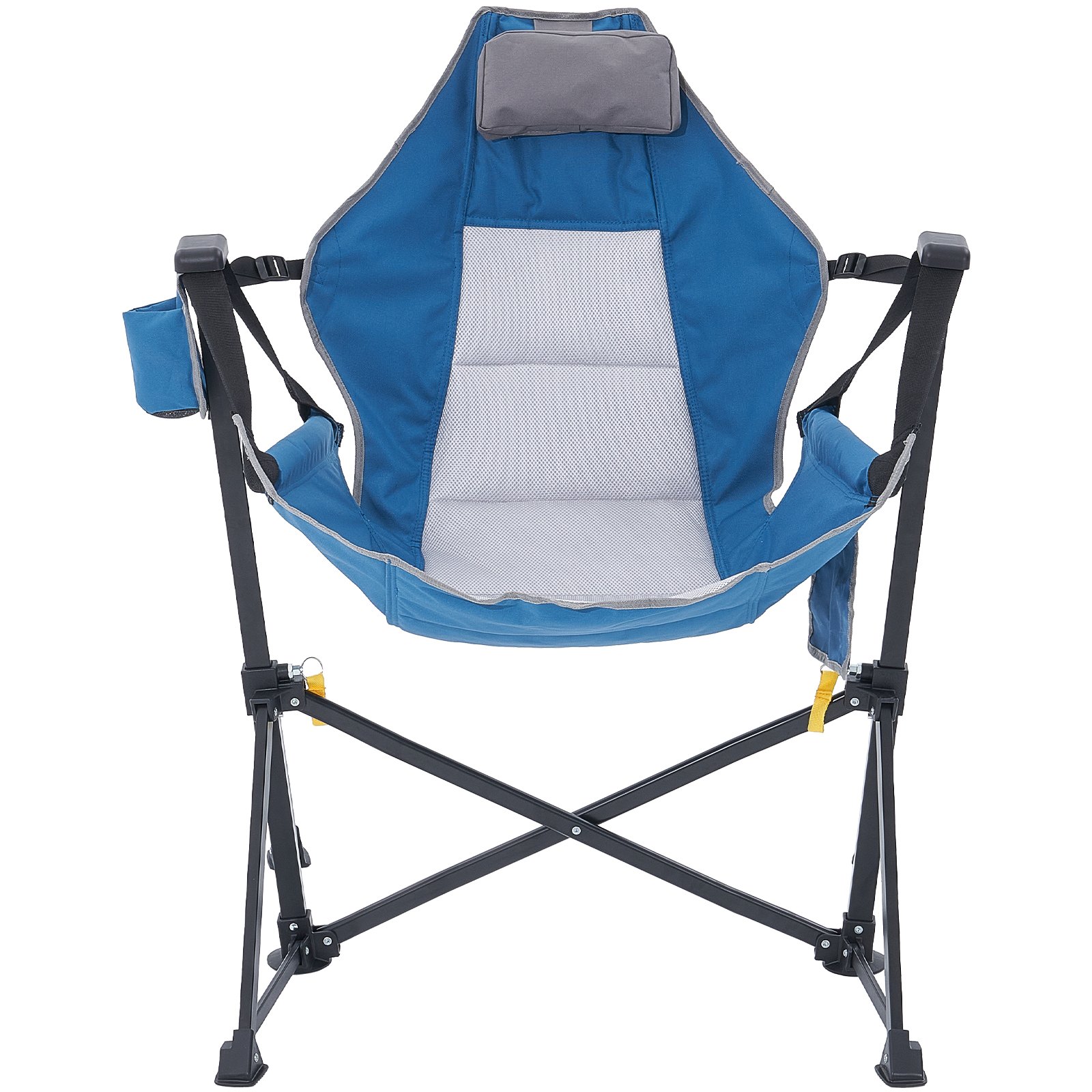 VEVOR Reclining Camping Chair, 300 lbs Load Camping Hammock Chair, Rocking Lounge Folding Chair with Cup Holder Storage Bag Headrest & Adjustable Backrest, for Camping and Other Outdoor Activities