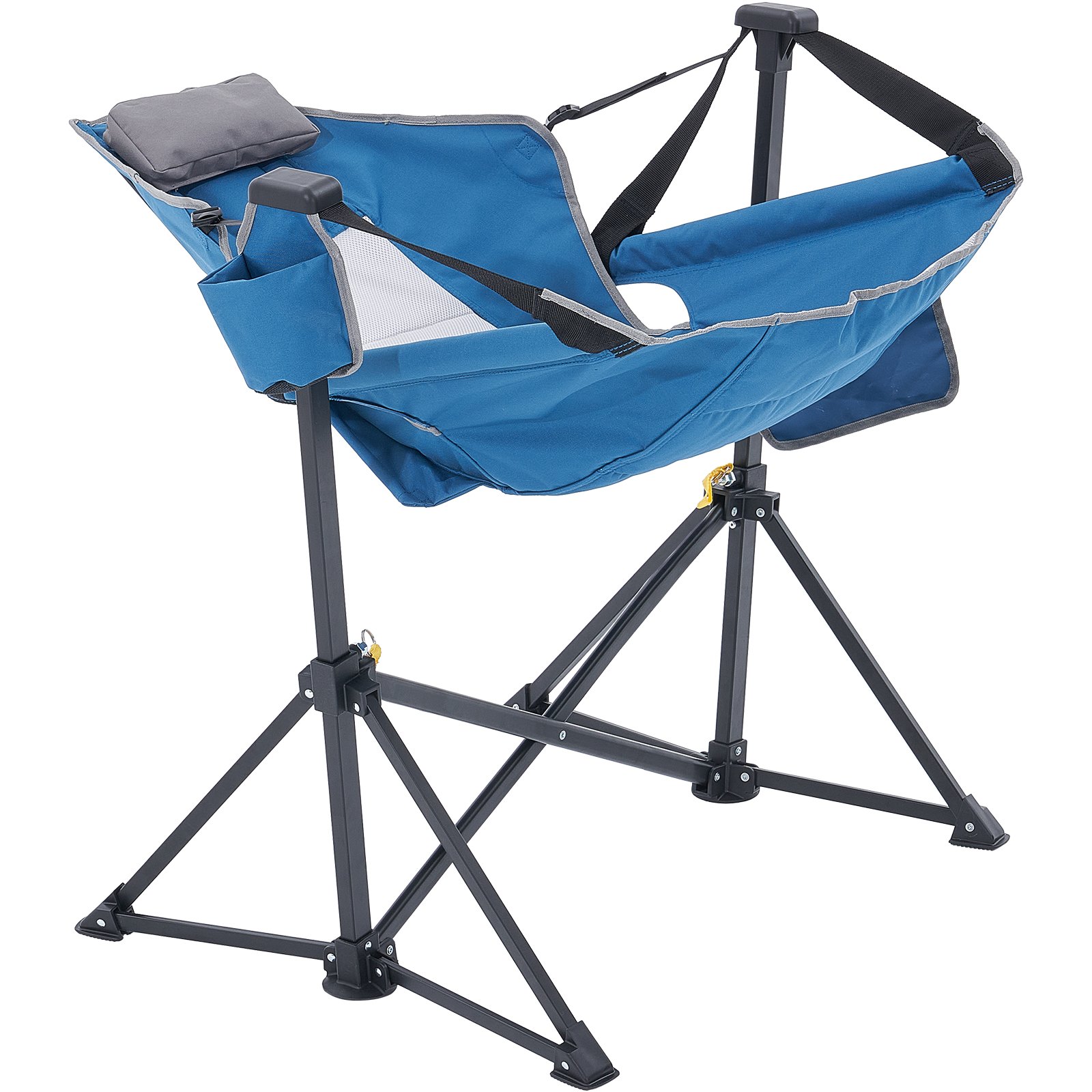 VEVOR Reclining Camping Chair, 300 lbs Load Camping Hammock Chair, Rocking Lounge Folding Chair with Cup Holder Storage Bag Headrest & Adjustable Backrest, for Camping and Other Outdoor Activities
